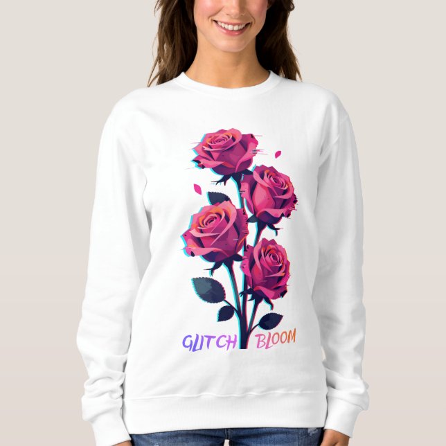 Camiseta Glitched Roses Grow Louder (Frente)