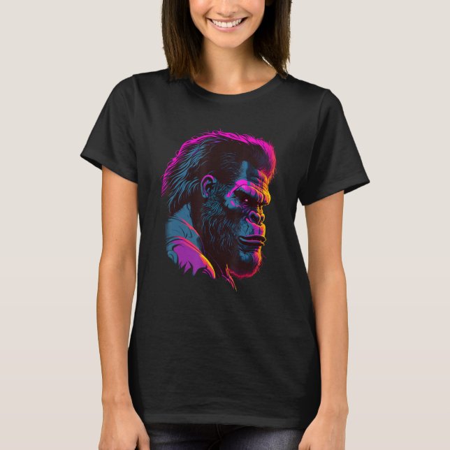 Camiseta Glits Synthwave Art Gorilla (Frente)