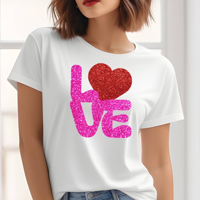 Camiseta Glitter de dia de os namorados Love (Criador carregado)