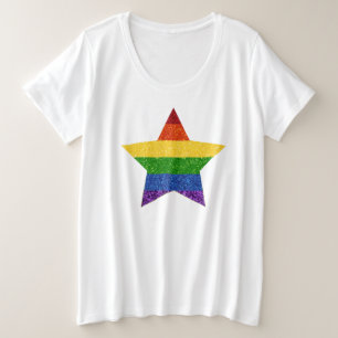 Camiseta Glitter de Sinalizador do Orgulho Estrela LGBT