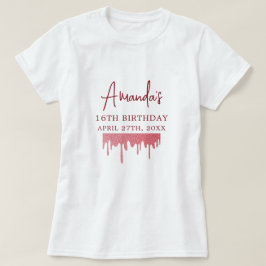 Camiseta Glitter Dourado de Rosa chic Doce 16 Aniversário