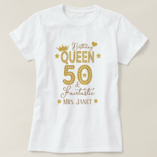 Camiseta Glitter Dourado personalizado 50º aniversário da R