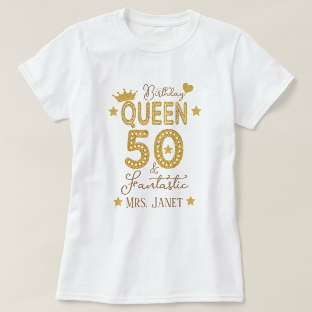 Camiseta Glitter Dourado personalizado 50º aniversário da R (Frente do Design)