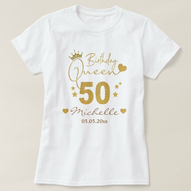 Camiseta Glitter Dourado personalizado 50º aniversário da R (Frente do Design)