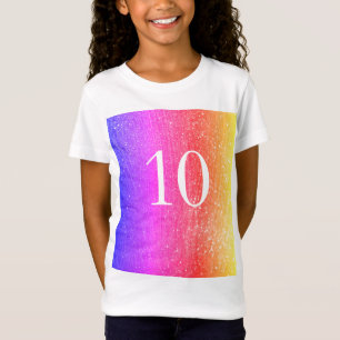 Camiseta Glitter Glitter Rainbow 10º Aniversário garota Ros