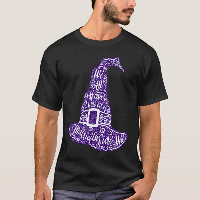 Camiseta Glitter Purple Witold Magic Hat Halloween Figurume (Frente)