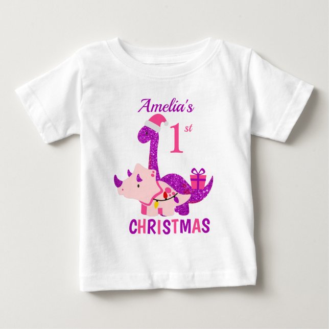 Camiseta Glitter Roxo Dinossauro de 1rua de Natal (Frente)