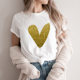 Camiseta Glittery Dourada Heart Chic