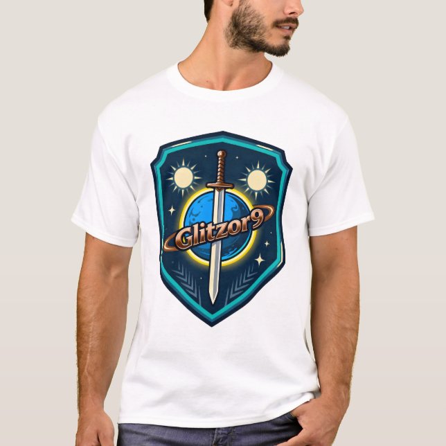 Camiseta Glitzor9 “Twin Suns Shield” Emblem Tee (Frente)