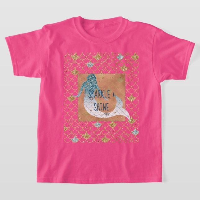 Camiseta Glitzy Aqua Smermaid Blue Sparkle Glitter      (Postura )