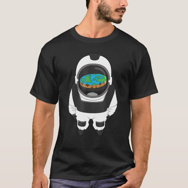 Camiseta globo astronauta de terra plana da teoria da consp (Frente)