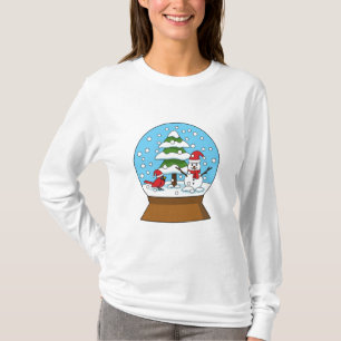 Camiseta Globo de Neve com Cardeal Snowman e Pine Tree