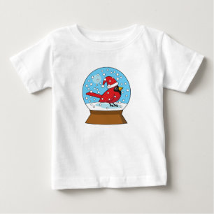 Camiseta Globo de Neve com Cardeal Vermelho Bonito
