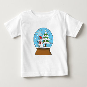 Camiseta Globo de Neve com Snowman e Pine Tree