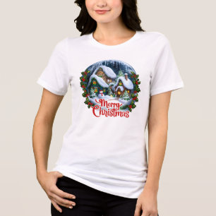 Camiseta Globo de Neve da Aldeia de Inverno Whimsso