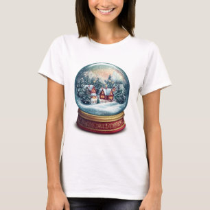 Camiseta Globo de neve de Natal com uma design minúscula vi