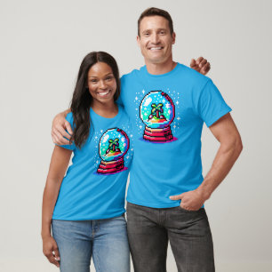 Camiseta Globo Tropical de Neve Única Pixel Art Beach Winte