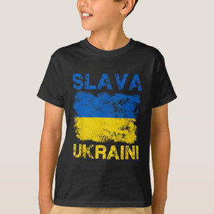 Camiseta Glória à Ucrânia Cores da Bandeira da Ucrânia Dist