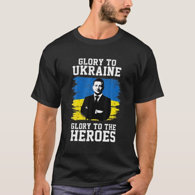 Camiseta Glória À Ucrânia Glória Aos Heróis Volodymyr Zel (Frente)