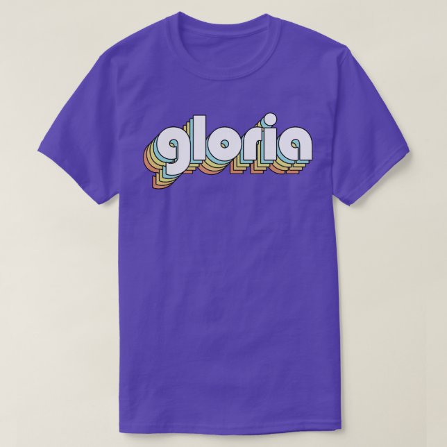 Camiseta Gloria Retro Rainbow Tipografia Estilo Desvanecido (Frente do Design)