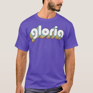 Camiseta Gloria Retro Rainbow Tipografia Estilo Desvanecido