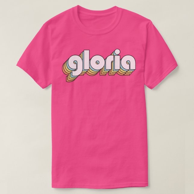 Camiseta Gloria Retro Rainbow Tipografia Estilo Desvanecido (Frente do Design)