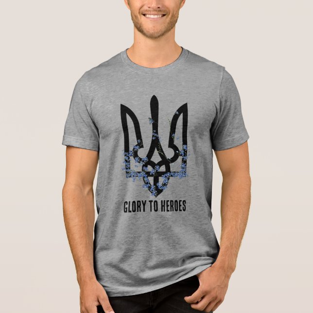 Camiseta Glory to Heroes. UKRAINE. Trident. Tri-Blend Shirt (Frente)