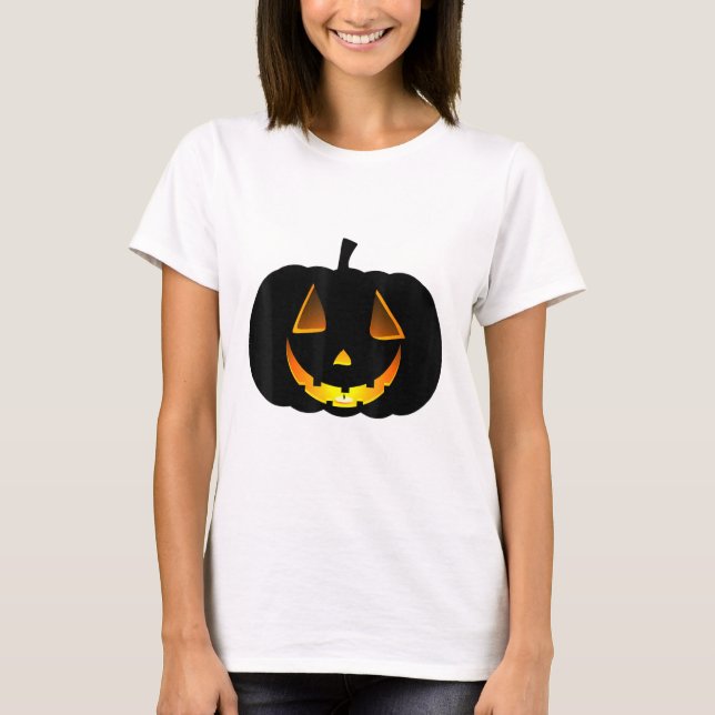 Camiseta Glosso de Pumpkin Rosto Halloween Jack O Lanter (Frente)