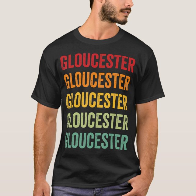 Camiseta Gloucester County Virginia Design de texto Rainbow (Frente)