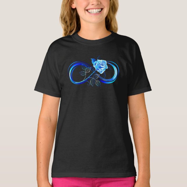 Camiseta Glowing infinity with blue rose (Frente)