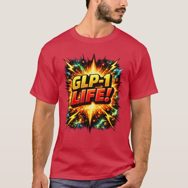 Camiseta GLP-1 VIDA! Arte Pop em Quadrinhos (Frente)