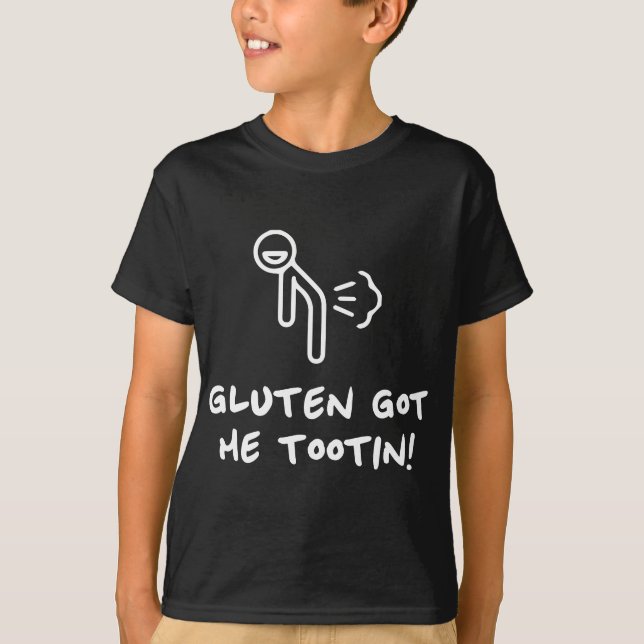 Camiseta Gluten Me Fez Tootar Engraçado Gluten Free Fart (Frente)