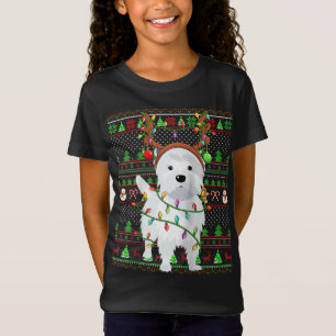 Camiseta Gly Xmas Sweater Style Luzes Cachorro Vestido