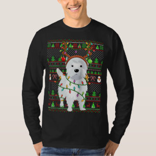 Camiseta Gly Xmas Sweater Style Luzes Cachorro Vestido