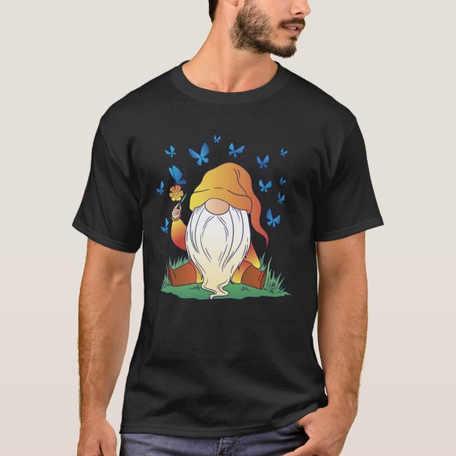 Camiseta Gnome Butterfly Spring Flower Summer Gnomes (Frente)