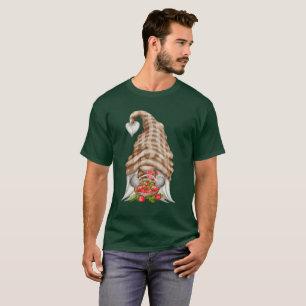 Camiseta Gnome com cesto de morangos Xadrez Hat Unisex
