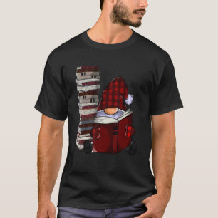 Camiseta Gnome de jardim de xadrez de búfalo lendo livros G