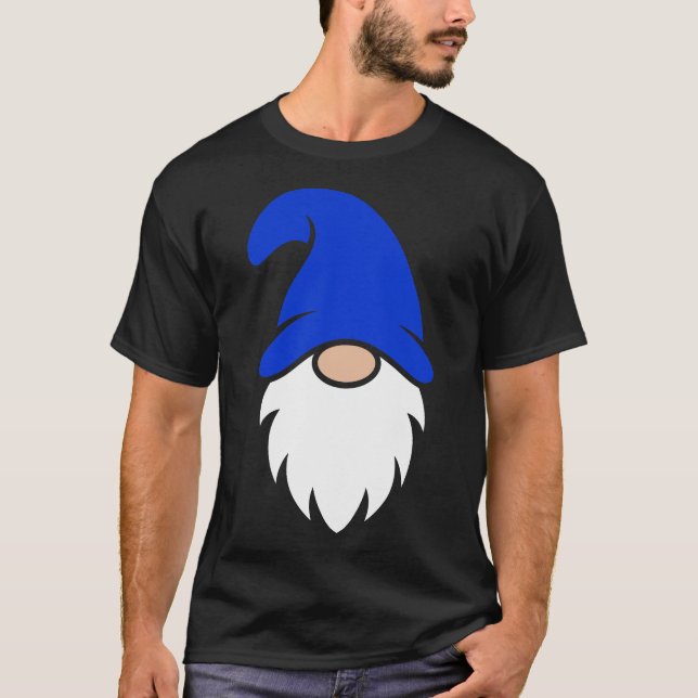 Camiseta Gnome de Natal Azul Escuro Fofo (Frente)