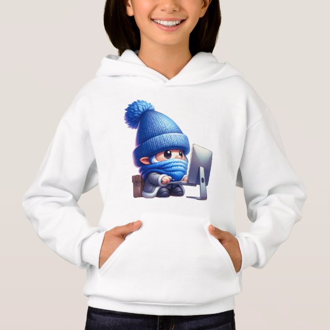 Camiseta Gnome de trabalho intenso no computador (Frente)