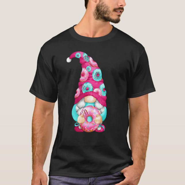 Camiseta Gnome Donut Com Padrão Fofo Para Jardineiro E Don (Frente)