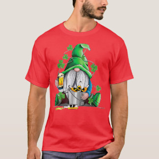 Camiseta Gnome Drink Beer Lucky Shamrock Gnoma Rua Pat