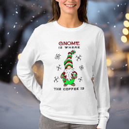 Camiseta Gnome é onde está o café | Festa de Natal