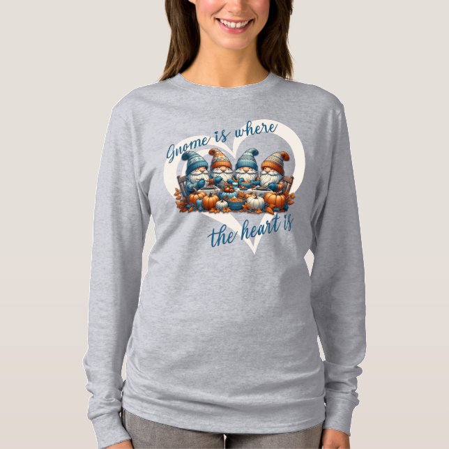 Camiseta Gnome É Onde Está O Coração | Fall Gnomo (Frente)