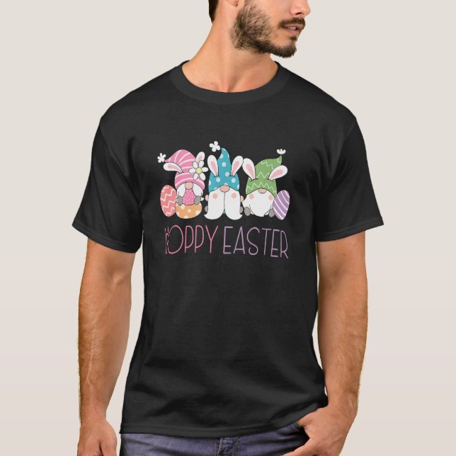 Camiseta Gnome Easter Eggs Hunting Bunny Gnomies Hopp (Frente)