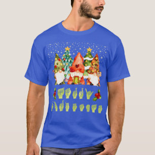 Camiseta Gnome Hand Asl Sign Language 2021 Natal Long S