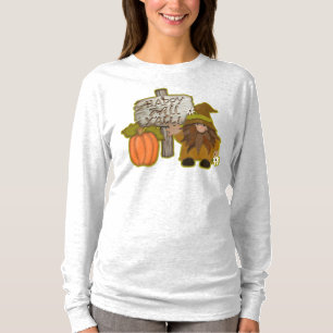 Camiseta Gnome Happy Fall Y! Abóbora Laranja Sinal