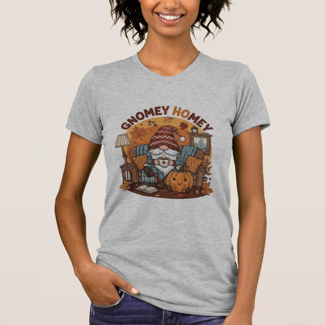 Camiseta Gnome no design de abóbora sazonal doméstico (Frente)
