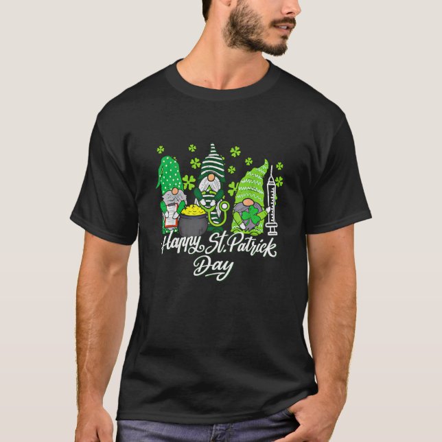 Camiseta Gnome Nurses Saint Pattys Scrub Nurse St Patricks  (Frente)