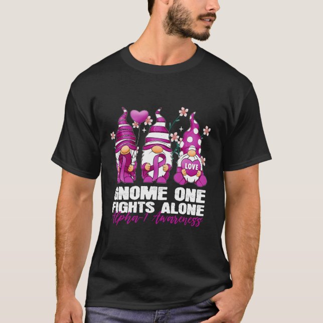 Camiseta Gnome One Fight Sozinha Alfa-1 Awarness Gnomo Purp (Frente)