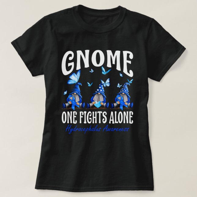 Camiseta Gnome One Fights Alone Hydrocephalus Awareness  (Frente do Design)